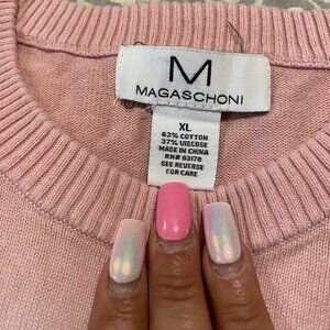 Womens Magaschoni crewneck sweater ombre tye dye color pink/white/blue size XL